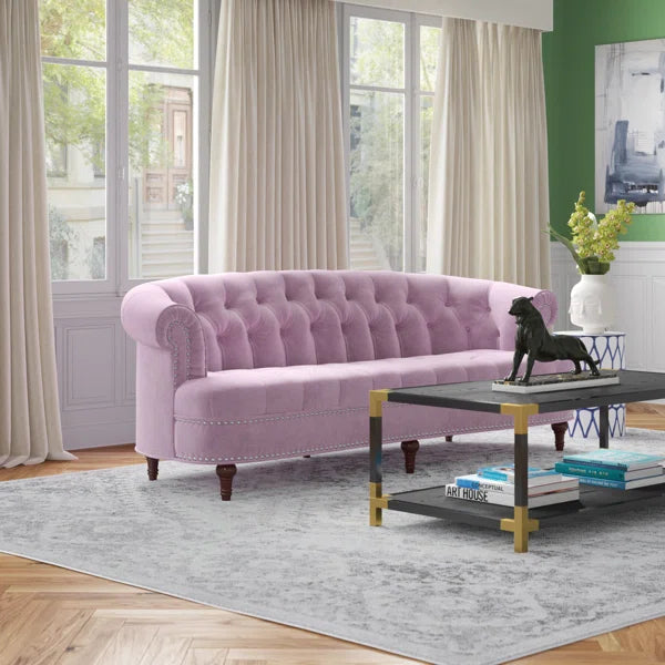 Velvet Rolled Arm Chesterfield