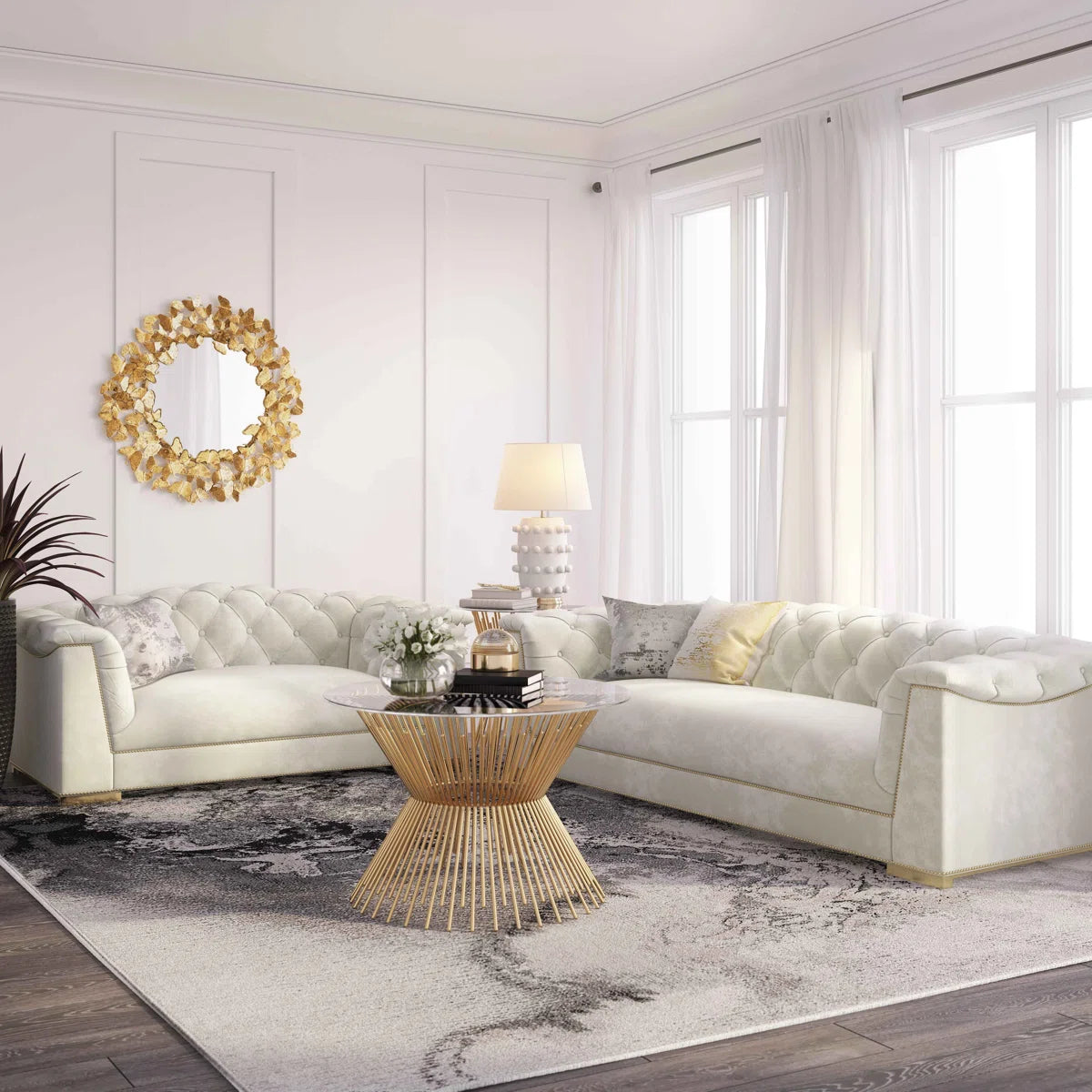 Velvet Rolled Arm Sofa