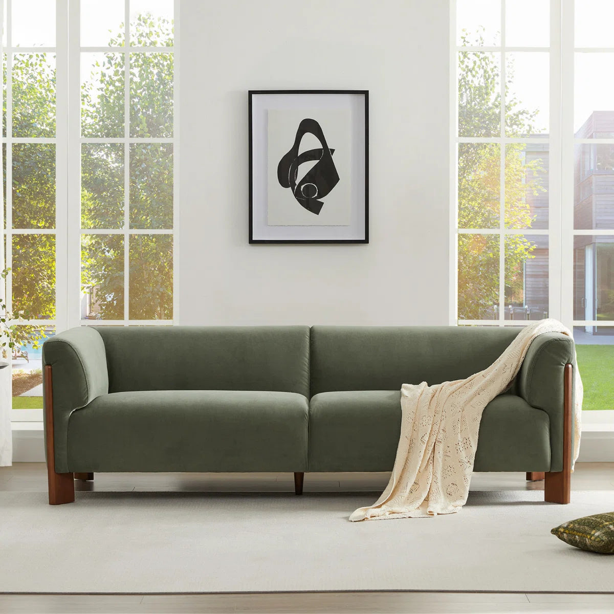 88'' Upholstered Sofa With Solid Wood Leg