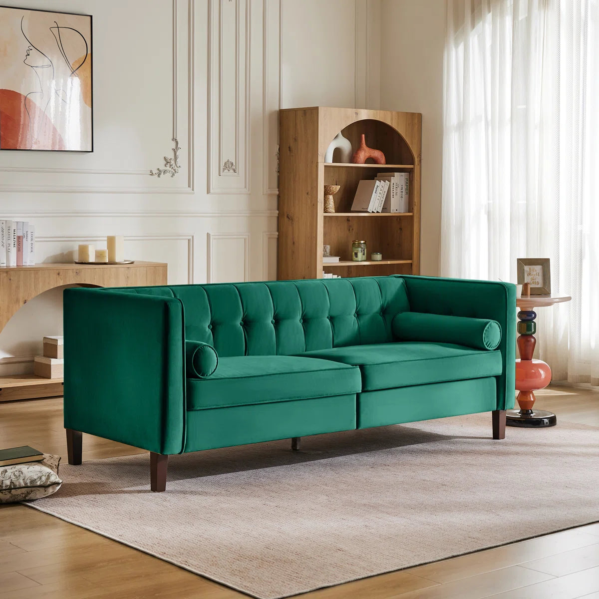77'' W Mid Century Upholstery Tufted Sofa