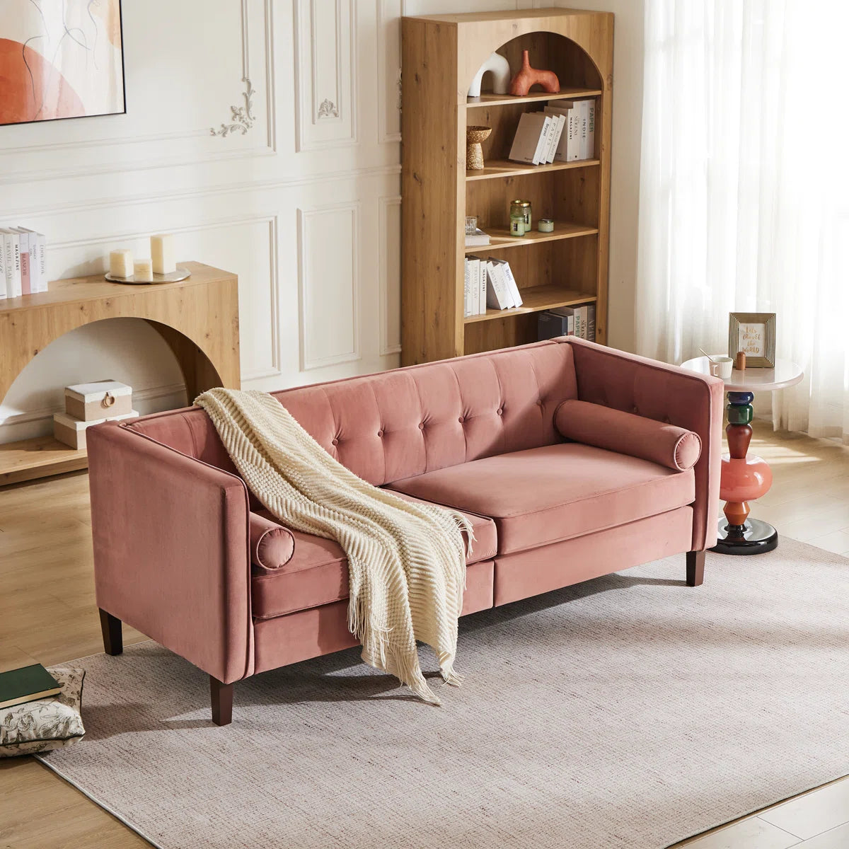77'' W Mid Century Upholstery Tufted Sofa