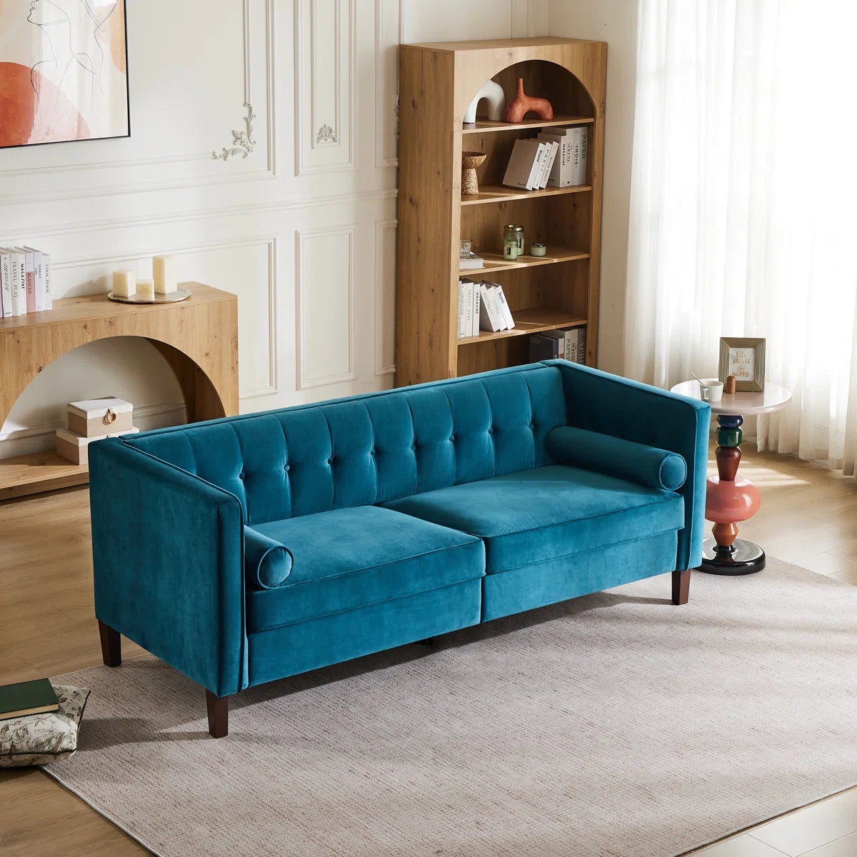 77'' W Mid Century Upholstery Tufted Sofa