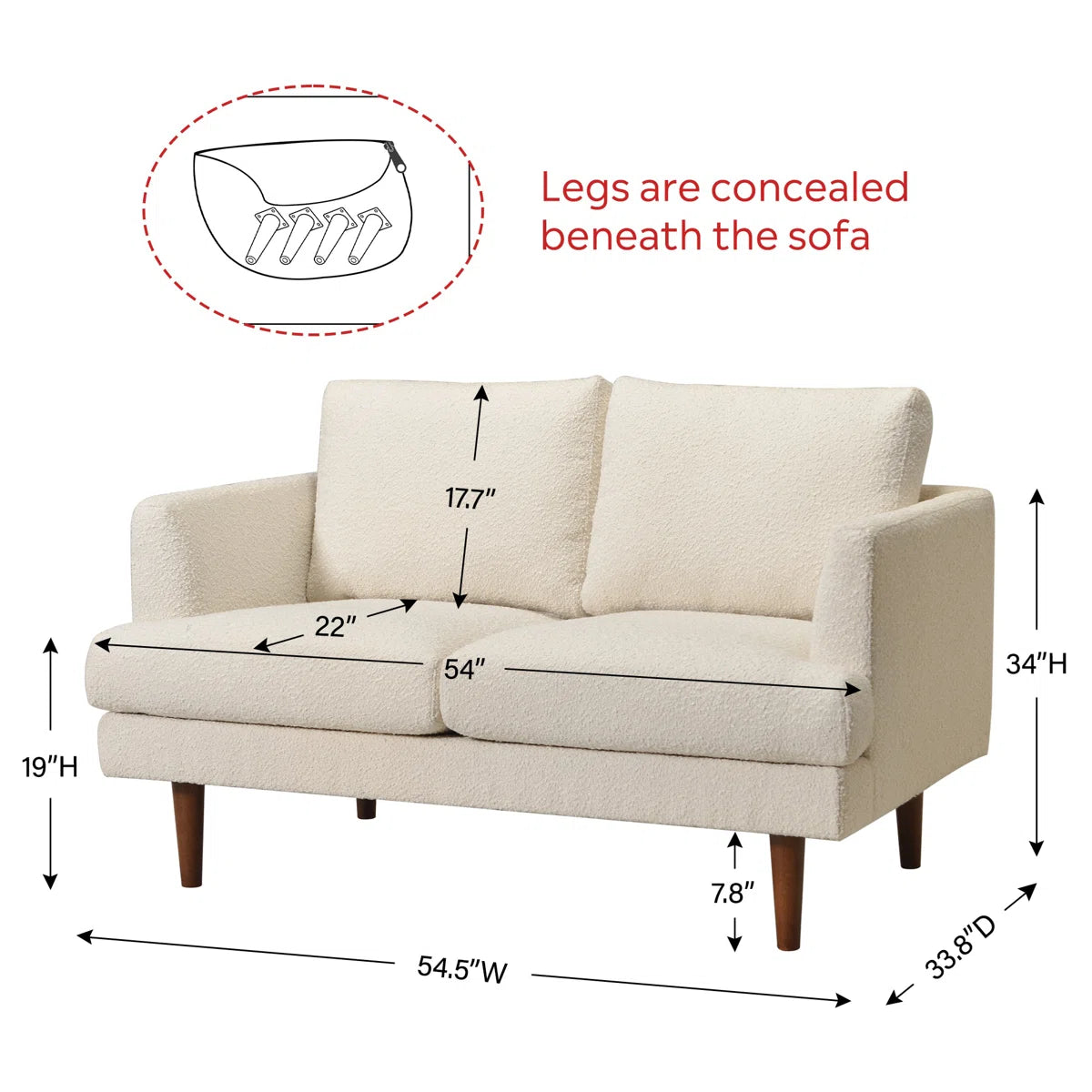 54" Upholstered Loveseat